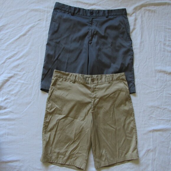 Lot of 2 Nike Golf Tour Performance Dri Fit Flat Front Shorts sz 34 Gray Khaki - Picture 3 of 4